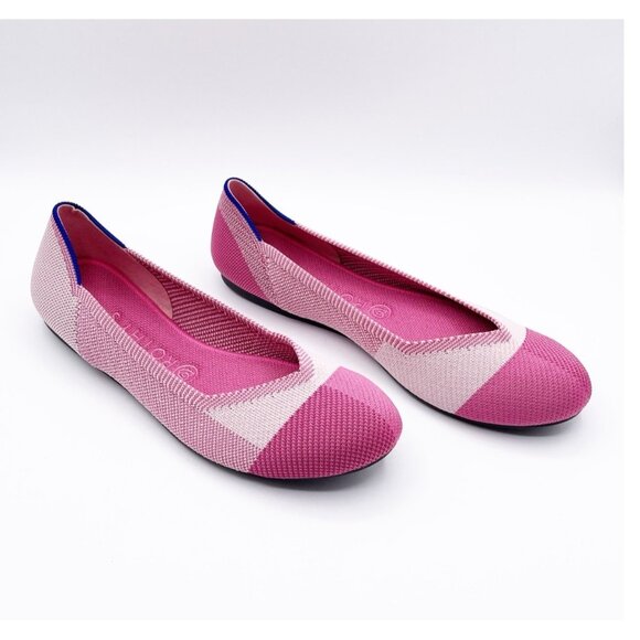 Rothy’s Pink Cap Toe Flats Breast Cancer Awareness Limited Edition Women’s 10 - Picture 1 of 6